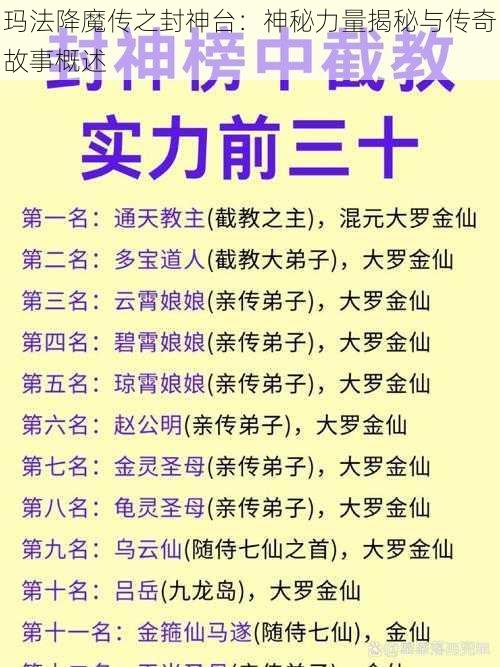 玛法降魔传之封神台：神秘力量揭秘与传奇故事概述