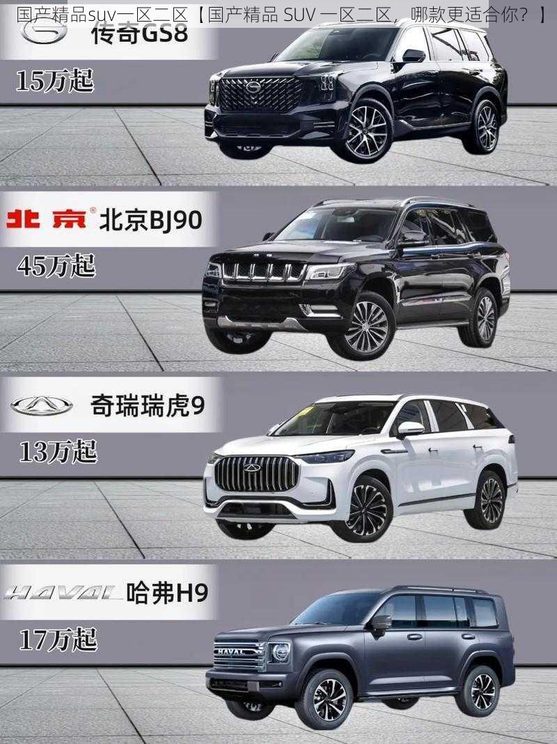 国产精品suv一区二区【国产精品 SUV 一区二区，哪款更适合你？】