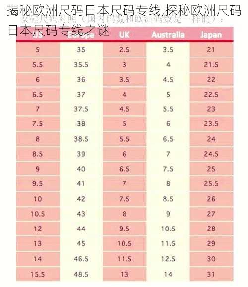 揭秘欧洲尺码日本尺码专线,探秘欧洲尺码日本尺码专线之谜