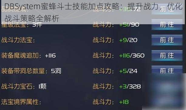 DBSystem蜜蜂斗士技能加点攻略：提升战力，优化战斗策略全解析