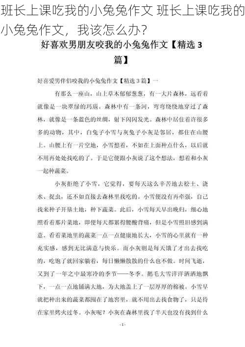 班长上课吃我的小兔兔作文 班长上课吃我的小兔兔作文，我该怎么办？