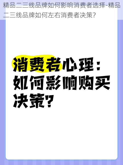 精品二三线品牌如何影响消费者选择-精品二三线品牌如何左右消费者决策？