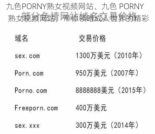 九色PORNY熟女视频网站、九色 PORNY 熟女视频网站，带你领略成人世界的精彩