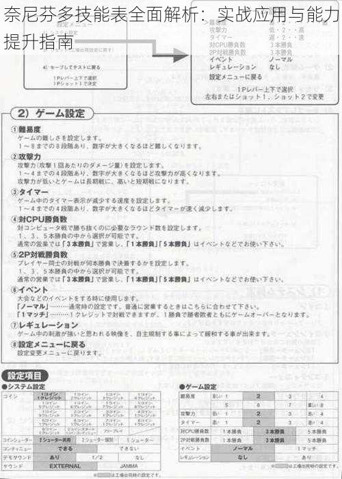 奈尼芬多技能表全面解析：实战应用与能力提升指南