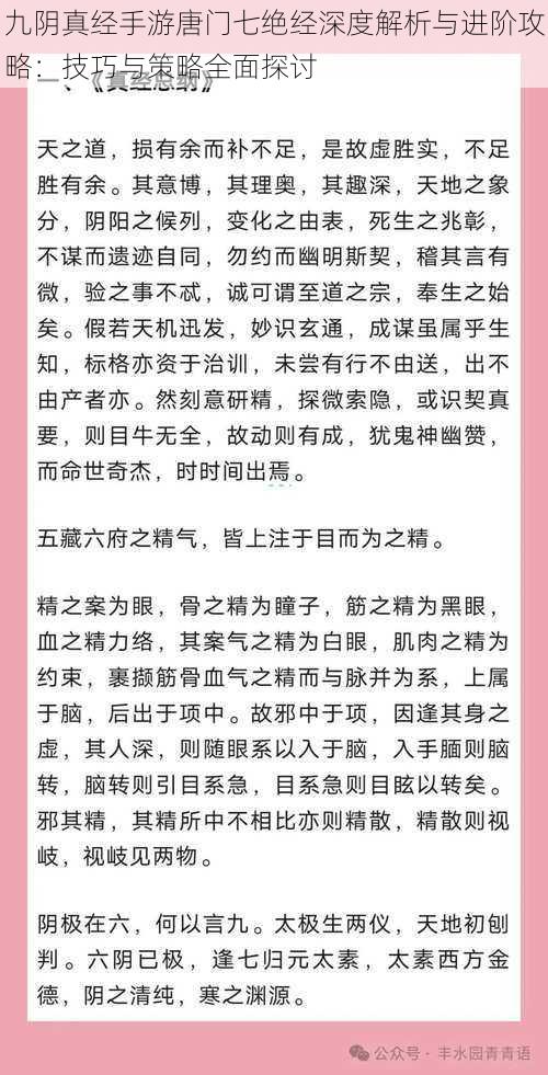 九阴真经手游唐门七绝经深度解析与进阶攻略：技巧与策略全面探讨