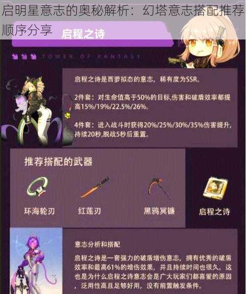 启明星意志的奥秘解析：幻塔意志搭配推荐顺序分享