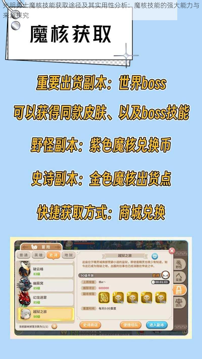 光明勇士魔核技能获取途径及其实用性分析：魔核技能的强大能力与来源探究